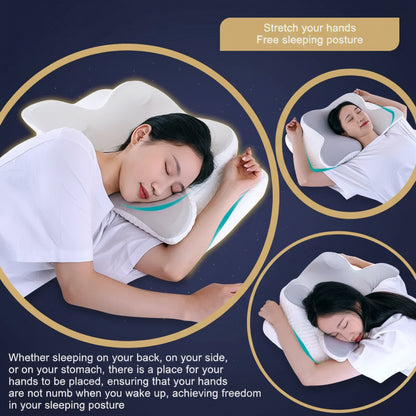 Memory Foam Pillows Butterfly Shaped Relaxing Cervical Slow Rebound Neck Pillow Pain Relief Sleeping Orthopedic Pillow Beding