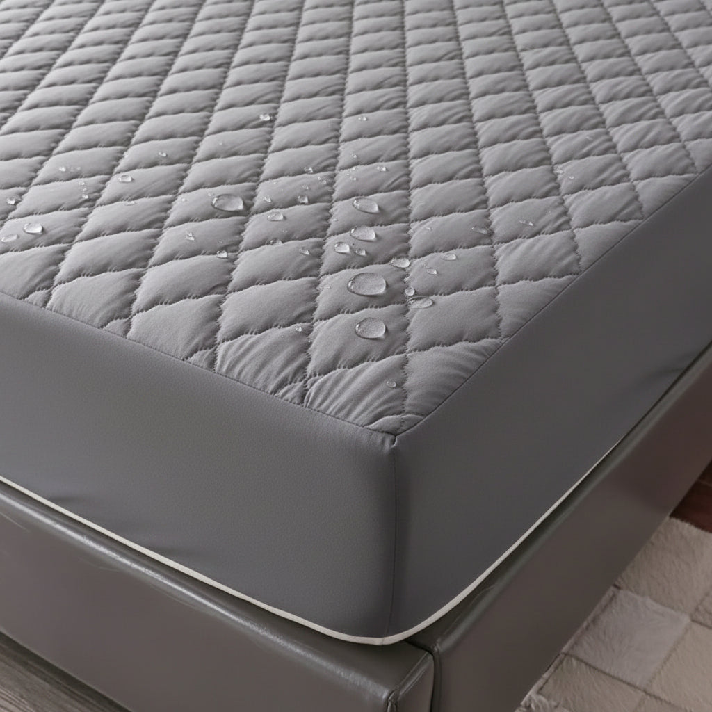 Waterproof Throw Mattress Cover Bed Fitted Sheet Mattress Protector Single/Double/140/160 Muti Size Gray/White