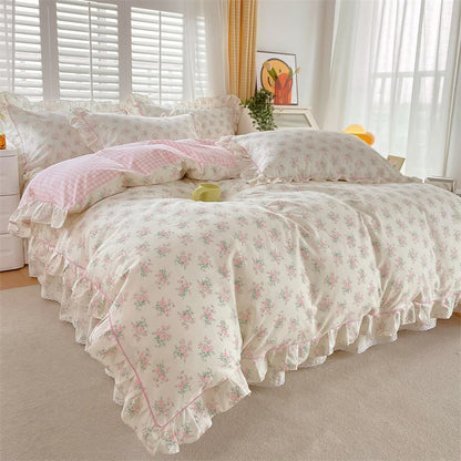 100%Cotton Duvet Cover Simple Style Quilt Cover with Ruffles Queen/King Size Cotton Bed Cover Dekbedovertrek 240X220