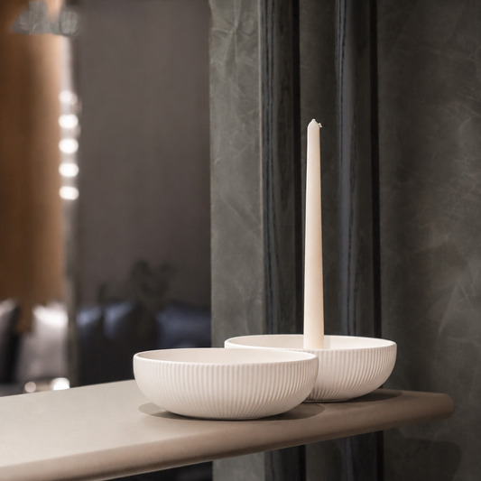 Coppa Scultorea Plissé — Elemento d’Arredo in Porcellana Matte